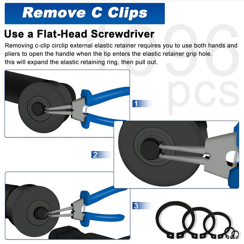 Daptemn External Retaining Rings Assortment Kit, 1095 PCS Circlip Snap Retaining C-Clips Black Alloy Steel Rings and 1 PC Tweezers, Includes Sizes of M4-M28 - Image 5